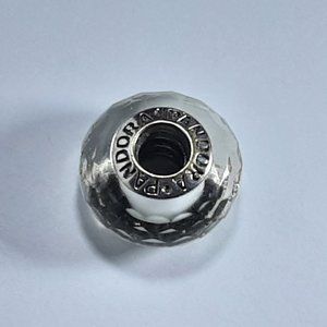 PANDORA MURANO GLASS BEAD CHARM CLEAR FACETED WITH WHITE BACKGROUND